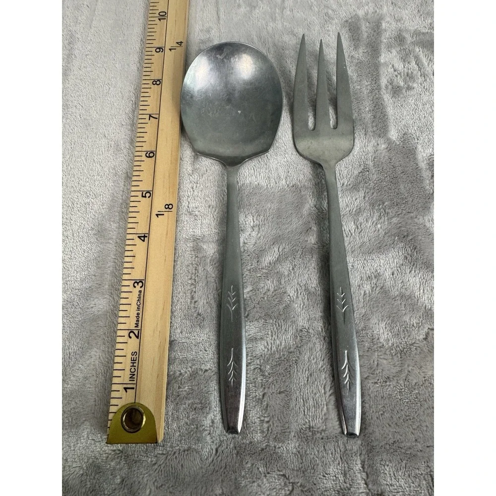 Large Serving‎ Fork And Graving Spoon Stainless Japan